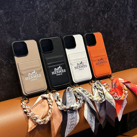 Apple 16 Pro Luxury Dual Slot Card Case with Wrist Strap Full-Body Protective Cover for Women Anti-Scratch Shockproof Design